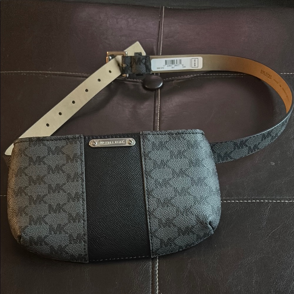 Michael Kors Charcoal and Black Logo Crossbody
